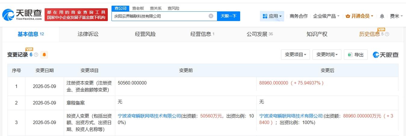 【#金山云旗下云界瞬联科技公司增资至8.9亿# #增幅约76%#】